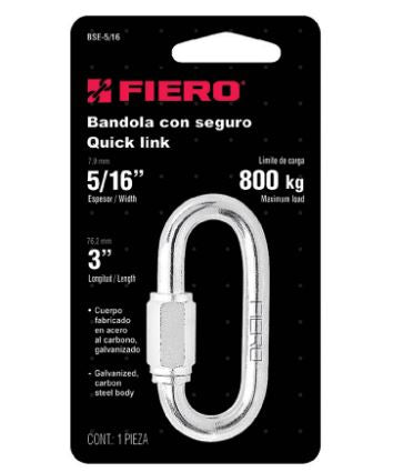 BANDOLA DE ACERO DE 5/16'' CON SEGURO, FIERO 44023 P