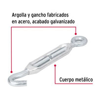 Cargar imagen en el visor de la galería, TENSOR ZINC 3/8&#39; GANCHO-ARGOLLA, FIERO 44056 P
