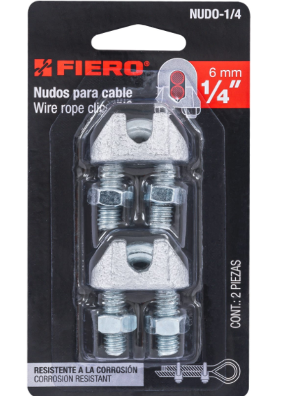 NUDO PARA CABLE DE 1/4'' TARJETA DE 2 PZAS 44084 *