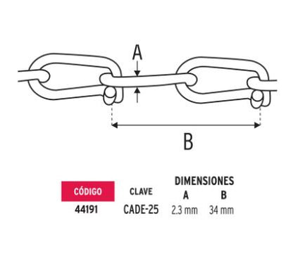 METRO DE CADENA TIPO VÍCTO DE 2.3MM 44191 *