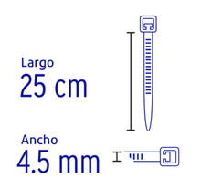 Cargar imagen en el visor de la galería, BOLSA CON 50 CINCHOS PLÀSTICOS 50LB, 250x4.5 MM NATURALES 44307 P
