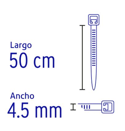 BOLSA CON 25 CINCHOS PLÁSTICOS 50LB, 500x4.5 MM, NATURALES 44311 *