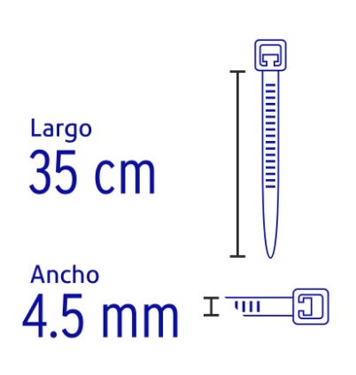 BOLSA CON 25 CINCHOS PLÁSTICOS 50LB, 350x4.5 MM, NEGROS 44329 *