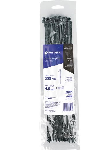 BOLSA CON 25 CINCHOS PLÁSTICOS 50LB, 350x4.5 MM, NEGROS 44329 *