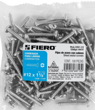 Cargar imagen en el visor de la galería, PIJA PARA LAMINA, #12 X 1-1/2&#39;&#39;, BOLSA CON 100 PIEZAS
