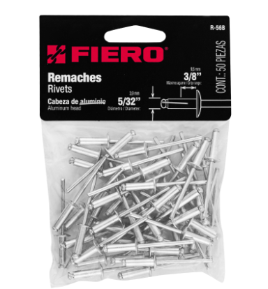 BOLSA CON 50 REMACHES 5/32' X 3/8' DE ALUMINIO, ALA 5/16' 44526 *
