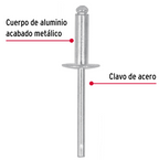 BOLSA CON 50 REMACHES 3/16' X 1/2' DE ALUMINIO, ALA 17/32' 44538 *