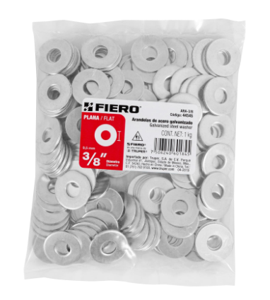 BOLSA CON 1KG DE ARANDELAS PLANAS DE 3/8'', FIERO 44545 N