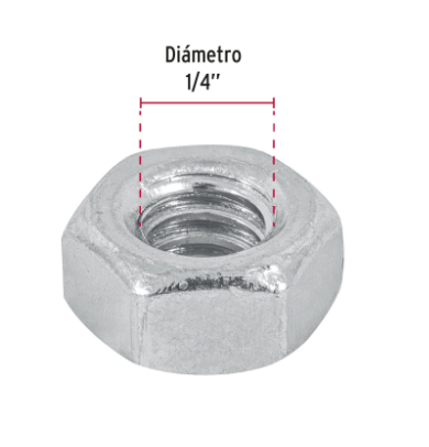 TUERCA HEXAGONAL DE 1/4', BOLSA CON 250 PZAS 44548 *