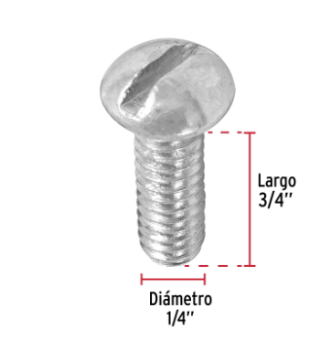 BOLSA CON 150 TORNILLOS 1/4'' X 3/4'', TIPO ESTUFA, FIERO 44625 N