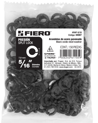 BOLSA CON 150 ARANDELAS DE PRESIÒN DE 5/16'', FIERO 44687 N