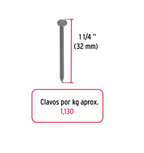 BOLSA CON 1 KG DE CLAVO STANDARD 1-1/4'', CON CABEZA, FIERO 44814 N