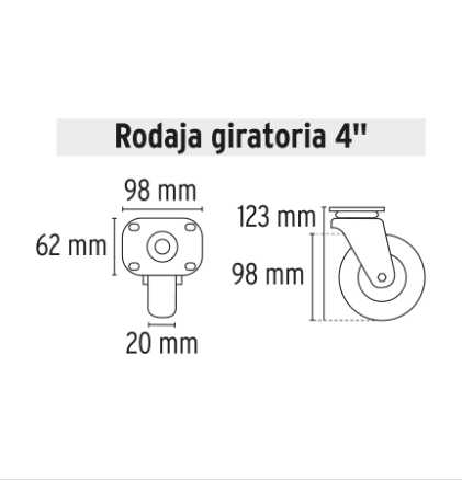 RODAJA DE POLIPROPILENO 4'', PLACA GIRATORIA 45089 *