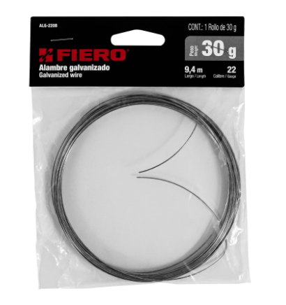 ROLLO DE 30G DE ALAMBRE GALVANIZADO CALIBRE 22, EN BOLSA 45112 *