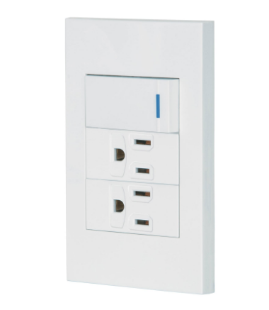 PLACA ARMADA 1 INTERRUPTOR, 2 CONTACOS, 1 MOD, ESPAÑOLA BLANCO 45594 *