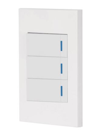 PLACA ARMADA 3 INTERRUPTORES 1 DE 3 VÌAS, 1 MOD, ESPAÑOLA, BLANCO 45606