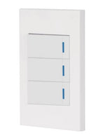 PLACA ARMADA 3 INTERRUPTORES 1 DE 3 VÌAS, 1 MOD, ESPAÑOLA, BLANCO 45606