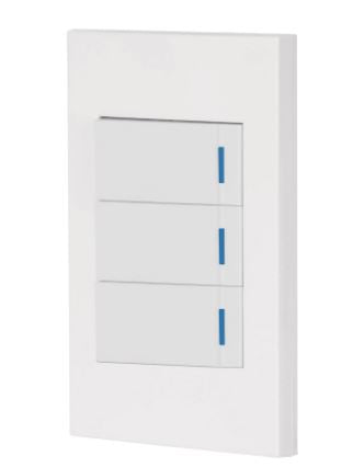 PLACA ARMADA 3 INTERRUPTORES 1 DE 3 VÌAS, 1 MOD, ESPAÑOLA, BLANCO 45606
