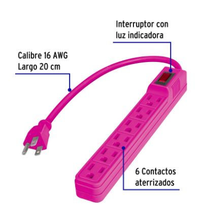MULTICONTACTO 16 AWG DOMÉSTICO 6 ENTRADAS 46021 *