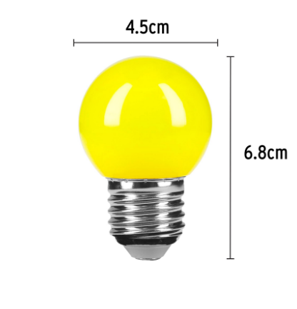 LÁMPARA DE LED, G45, 127V, 1 W COLOR AMARILLO, CAJA VOLTECK 46028 *