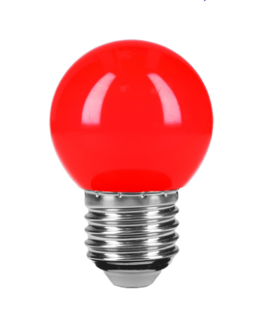LÁMPARA DE LED, G45, 127V, 1 W, COLOR ROJO *