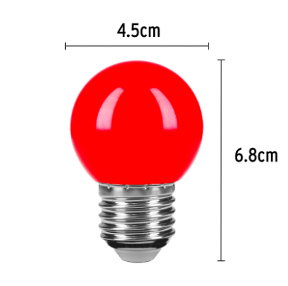 LÁMPARA DE LED, G45, 127V, 1 W, COLOR ROJO *