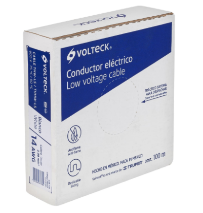 ROLLO DE 100 M CORDÓN DUPLEX FLEXIBLE, #14 AWG, VOLTECK  46067 *