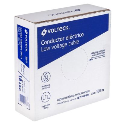 ROLLO DE 100 M CORDON DUPLEX FLEXIBLE, #18 AWG, VOLTECK 46069 *