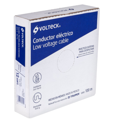 ROLLO DE 100 M CORDÓN DÚPLEX FLEXIBLE, #12 AWG,VOLTECK 46079 *