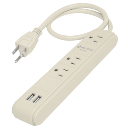 MULTICONTACTO 3 ENTRADAS, 2 PUERTOS USB 300 JOULES 46089 *