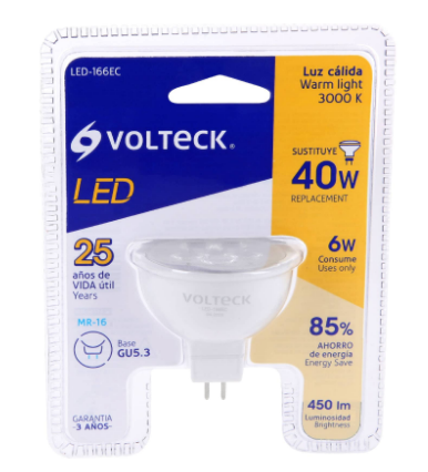 LÁMPARA DE LED, MR16, 127V, 6W, LUZ CÁLIDA 46179 *