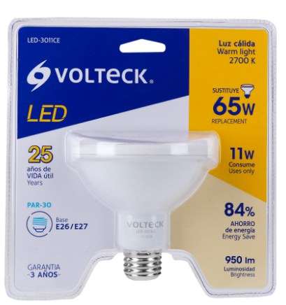 LÁMPARA DE LED, PAR 30, 11, LUZ CÁLIDA