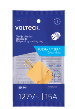 CLAVIJA INDUSTRIAL, PLÁSTICA, 2 POLOS, 3 HILOS, 15A, 127V 46205 *