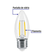 Cargar imagen en el visor de la galería, LÁMPARA LED TIPO VELA 3 W CON FILAMENTO LUZ CÁLIDA 46212 P

