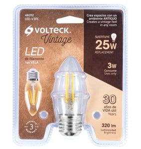 LÁMPARA LED TIPO VELA 3 W CON FILAMENTO LUZ CÁLIDA 46212 P