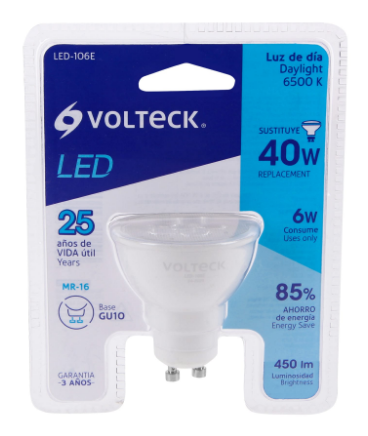 LÁMPARA DE LED, MR16, GU10, 6W, LUZ DE DÍA 46217 *