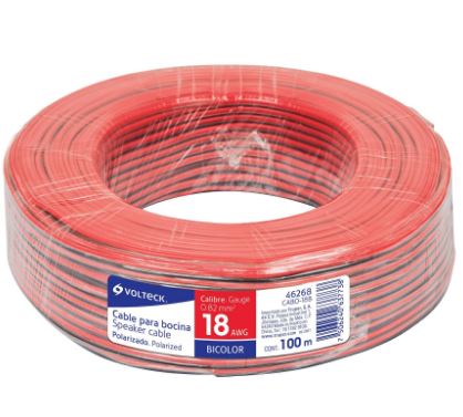 ROLLO DE CABLE PARA BOCINA, 18 AWG, BICOLOR, 100 M 46268 *