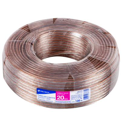 ROLLO DE 100M CABLE POLARIZADO TRANSPARENTE P/BOCINA 20 AWG 46271 *