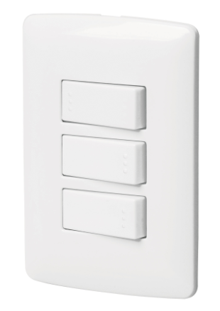 PLACA ARMADA 2 INTERUPTORES 1 ESCALERA BLANCO, LÍNEA ITALIANA 46464 P