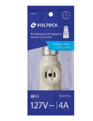 PORTALÀMPARA DE BAQUELITA, CON DOBLE CONTACTO, MARFIL VOLTECK 46514 N
