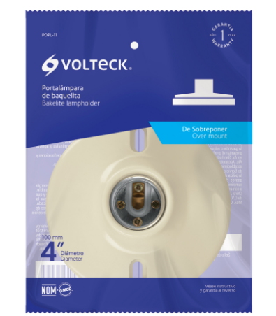 PORTALÁMPARA DE BAQUELITA, 4'' VOLTECK 46520 *