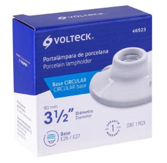 PORTÁMPARA DE PORCELANA, 3-1/2'', CIRCULAR, VOLTECK 46523 *