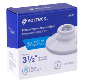 PORTÁMPARA DE PORCELANA, 3-1/2'', CIRCULAR, VOLTECK 46523 *