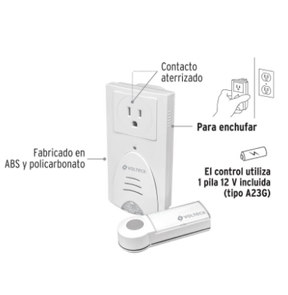 TIMBRE INALÁMBRICO CON RECEPTOR PARA ENCHUFAR, 1 TONO 46631 *