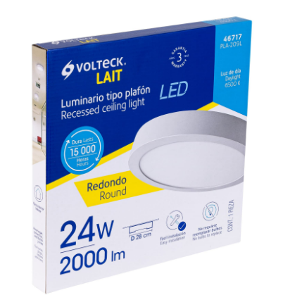LUMINARIO LED TIPO PLAFÓN 24 W, REDONDO, LUZ DE DÍA, BLANCO 46717 *