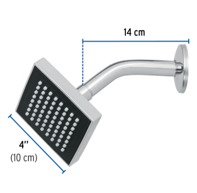 REGADERA CUADRADA ABS 4'' ACABADO CROMO CON BRAZO, FOSET 46732 N