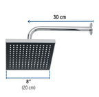 REGADERA CUADRADA 8'' ACABADO CROMO CON BRAZO, FOSET 46736 N