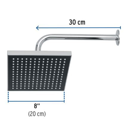 REGADERA CUADRADA 8'' ACABADO CROMO CON BRAZO, FOSET 46736 N