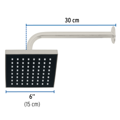 REGADERA CUADRADA ABS 6'' ACABADO SATIN CON BRAZO, FOSET 46740 N