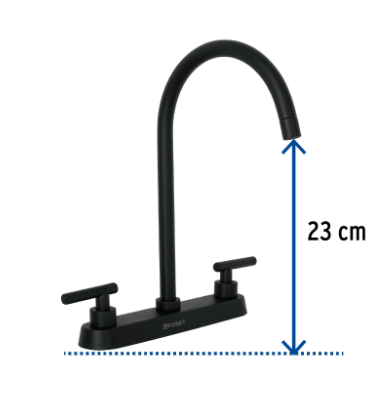 MEZCLADORA PARA FREGADERO, MANERALES PALANCA, NEGRO MATE, TUBIG 46773 P